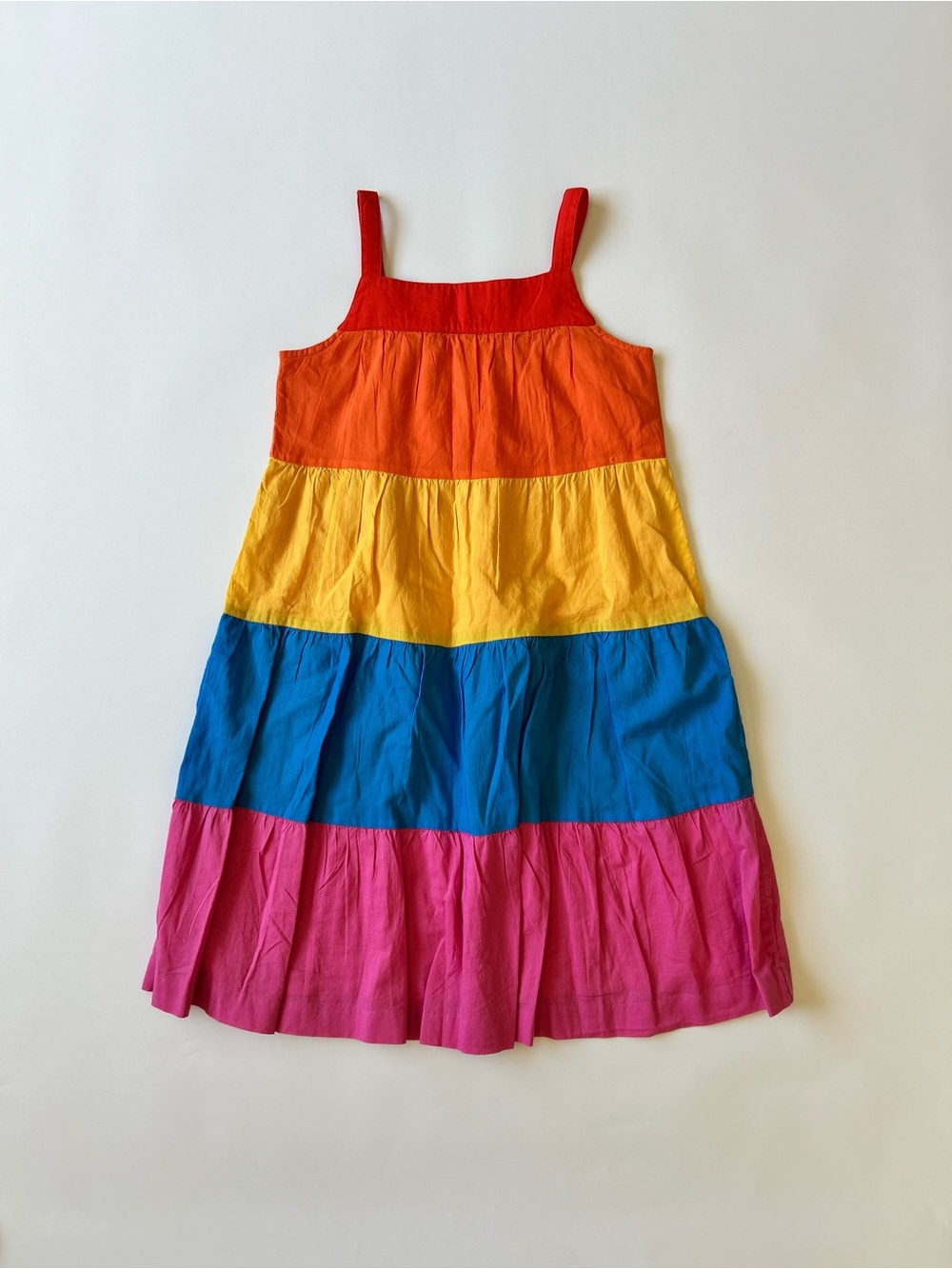 Hanna Andersson Bright Rainbow Tiered Dress - Red, Orange, Yellow, Blue, Pink